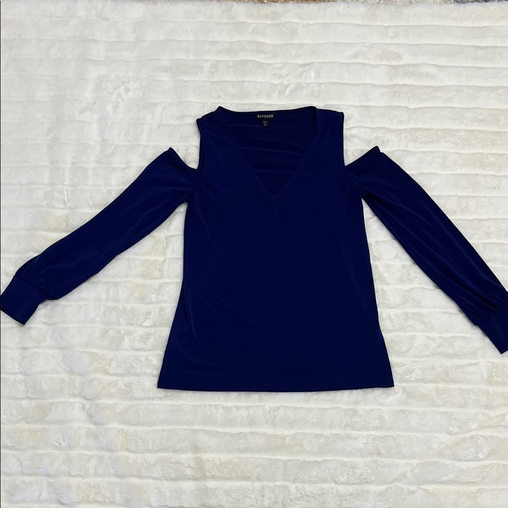 Express Royal Blue Cold Shoulder Blouse